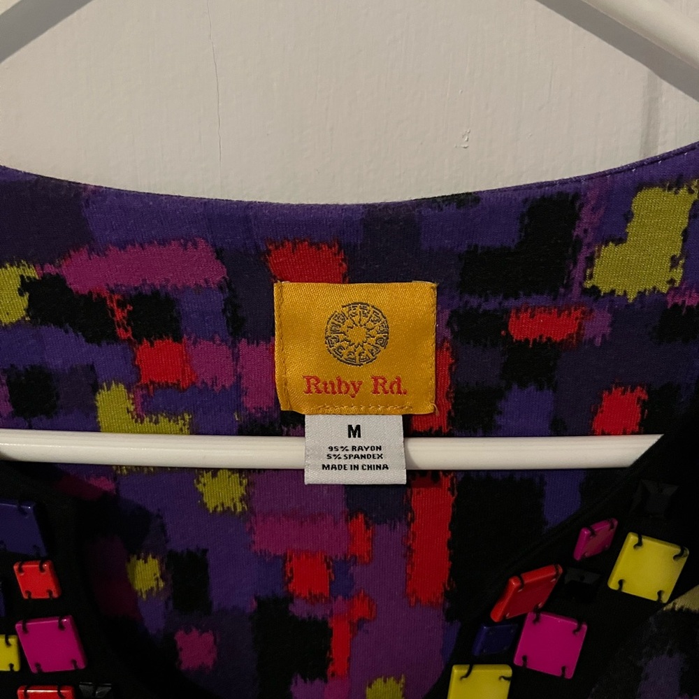 Ruby Rd. Purple Geometric Blouse - Picture 2 of 2